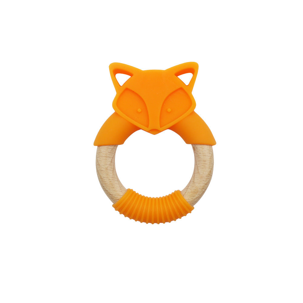 Baby Silicone Wood Ring Fox Baby Teether Molar Stick Toy