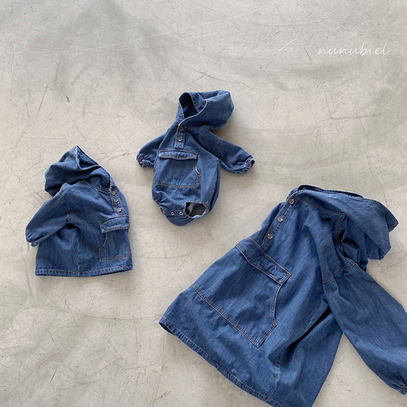 Baby Boys And Girls Denim Romper Korean Style Baby Jumpsuit