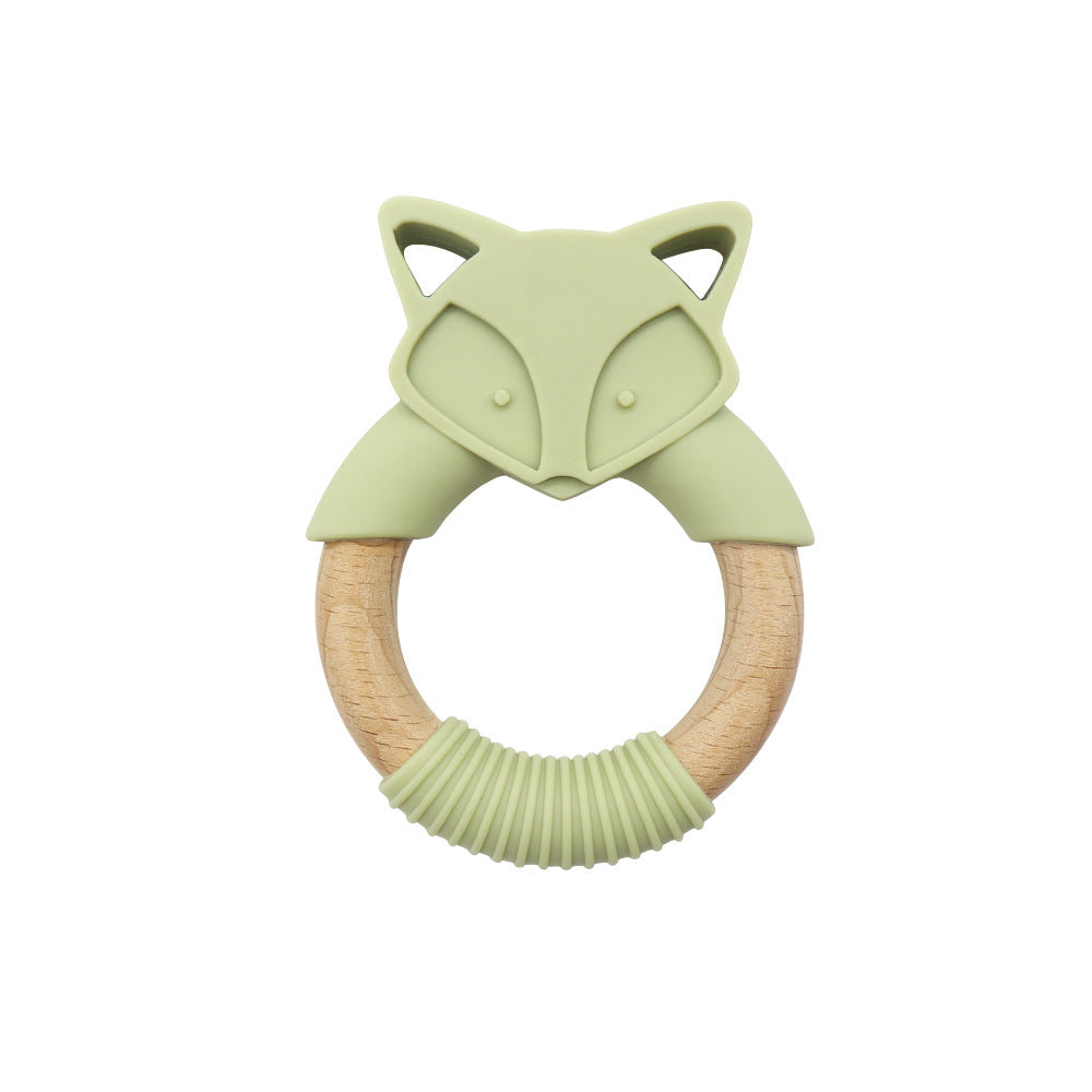 Baby Silicone Wood Ring Fox Baby Teether Molar Stick Toy