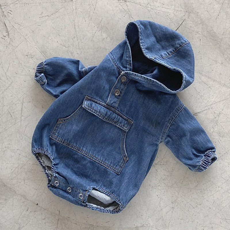 Baby Boys And Girls Denim Romper Korean Style Baby Jumpsuit